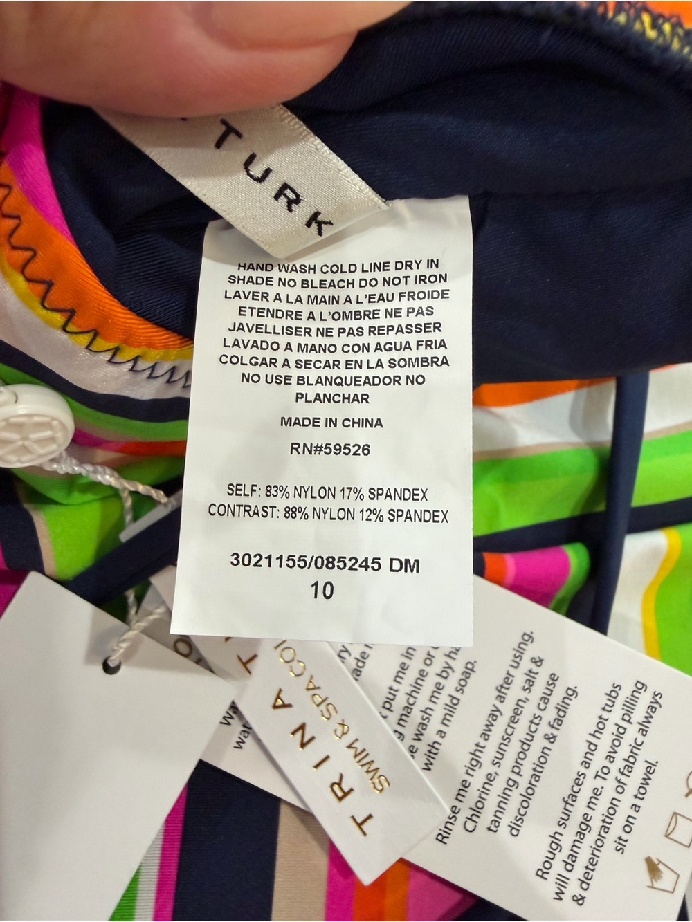Trina Turk Strapless One Piece Swimsuit Size 10 NWT Colorful Stripe - Picture 4 of 4